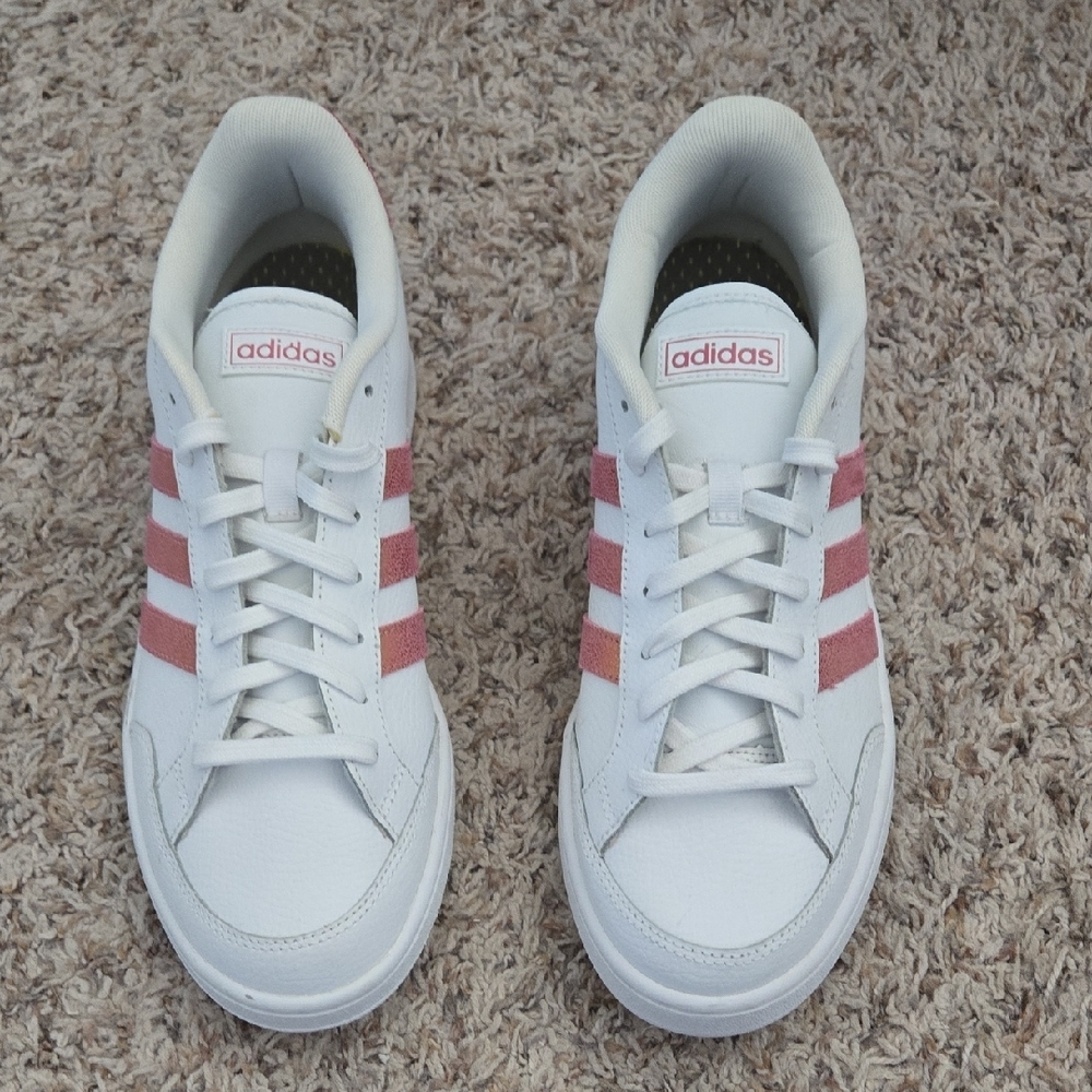 Adidas White and Pink Classic Sneakers